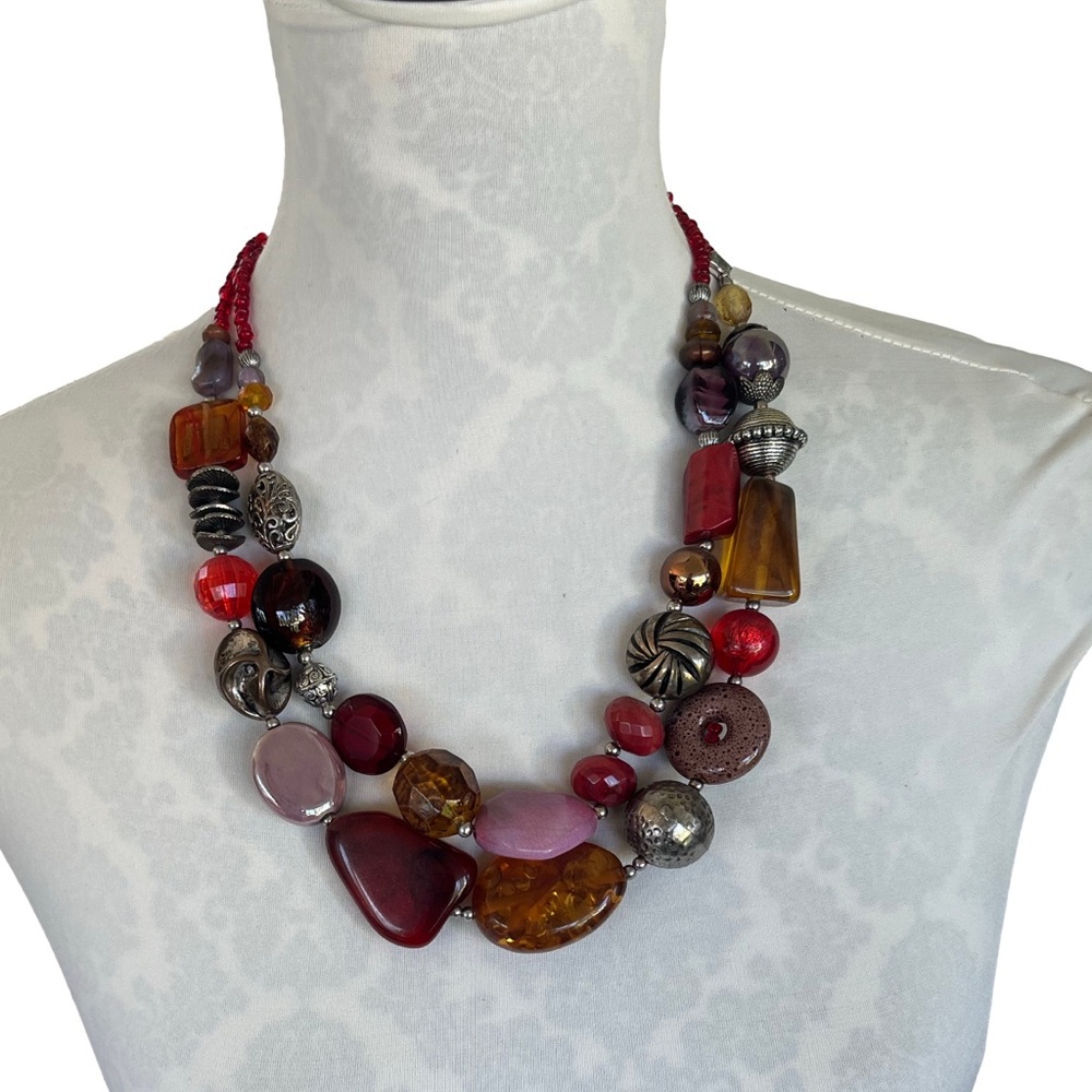 Bold Statement Beaded Necklace – Muti-color